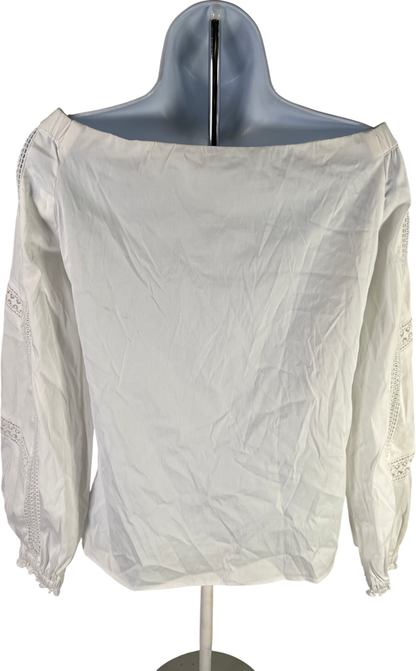 White House Black Market Women’s White Lace Inset Off The Shoulder Blouse - XS image 2