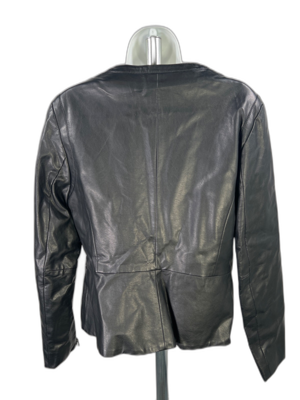 DKNY Women's Black Faux Leather Full Zip Moto Jacket - L image 2