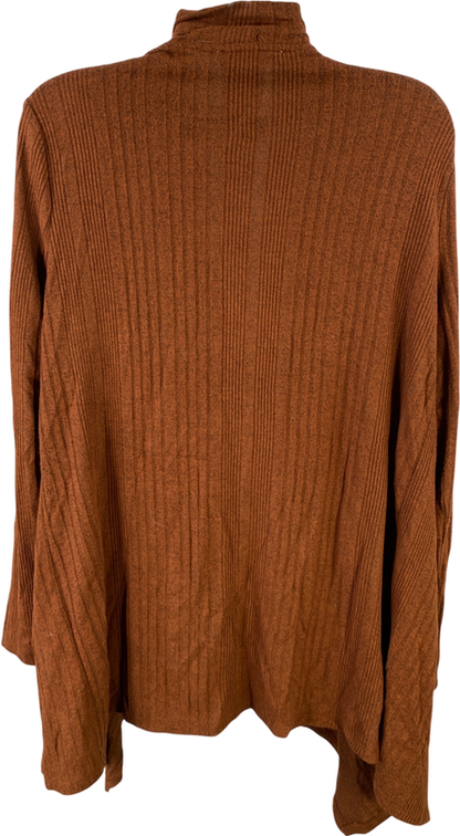 White House Black Market Women’s Brown Ribbed Open Front Cardigan Sweater - S image 2