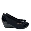Clarks Women's Black Flores Poppy Patent Leather Wedge Pump Heels - 8