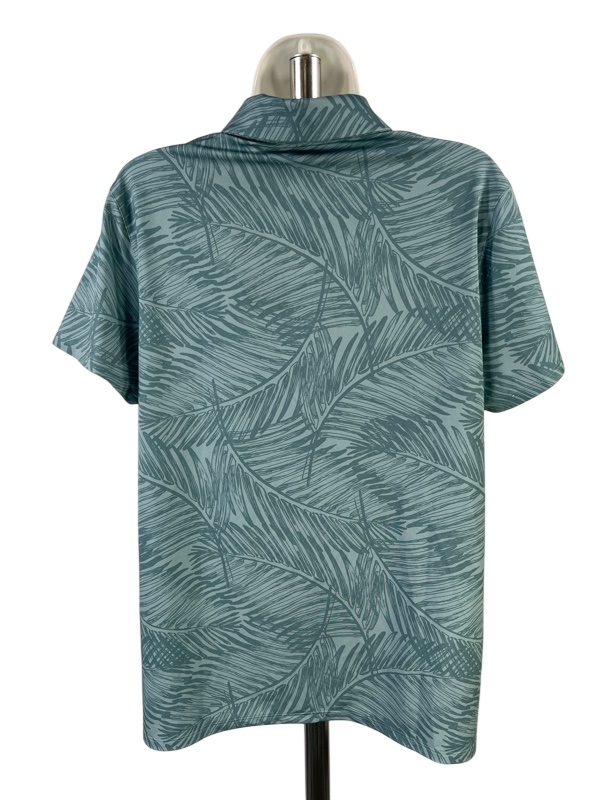 Puma Women's Blue Fern Print Short Sleeve Athletic Golf Polo - L image 2