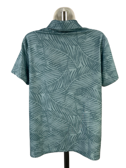 Puma Women's Blue Fern Print Short Sleeve Athletic Golf Polo - L image 2
