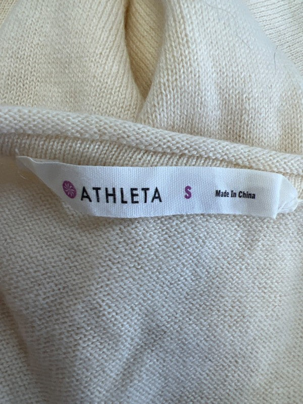Athleta Women's Beige/Ivory Merino Wool Nopa Long Sleeve Hi-Low Sweater - S image 3