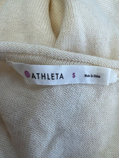 Athleta Women's Beige/Ivory Merino Wool Nopa Long Sleeve Hi-Low Sweater - S image 3