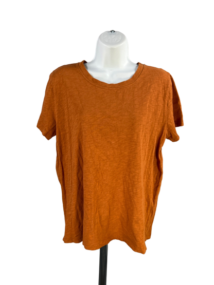 J.Crew Women's Orange/Brown Short Sleeve Girlfriend T-Shirt - L