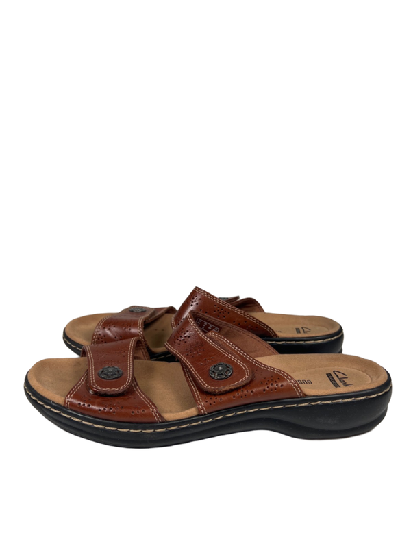Clarks Collection Women's Brown Double Strap Slip On Sandals - 9 image 5