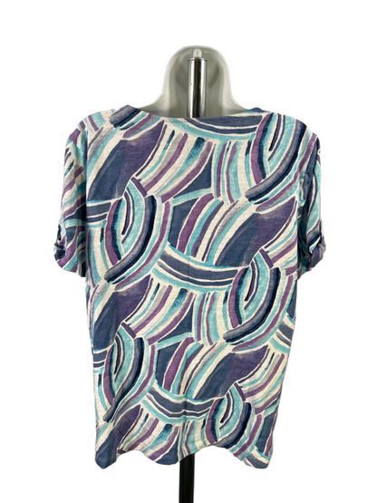 Chico's Women's Blue/Purple Short Sleeve V-Neck T-Shirt - 2/US L image 2