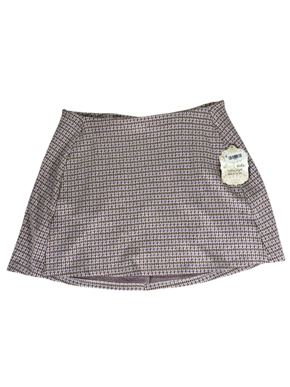 Altar'd State Women's Purple/Brown Houndstooth Mini Skirt - L