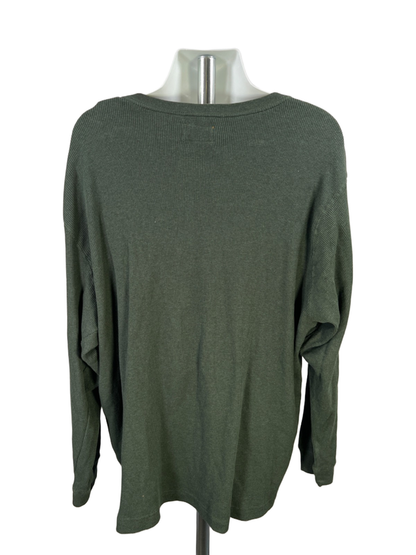 The Foundry Men's Green Waffle Knit Long Sleeve Henley Shirt - 2XL image 2