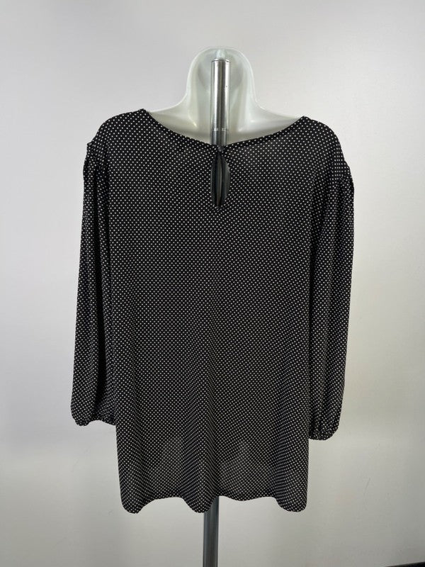 Adrianna Papell Women's Black/White Polka Dot Pleated 3/4 Sleeve Blouse - 1X image 2