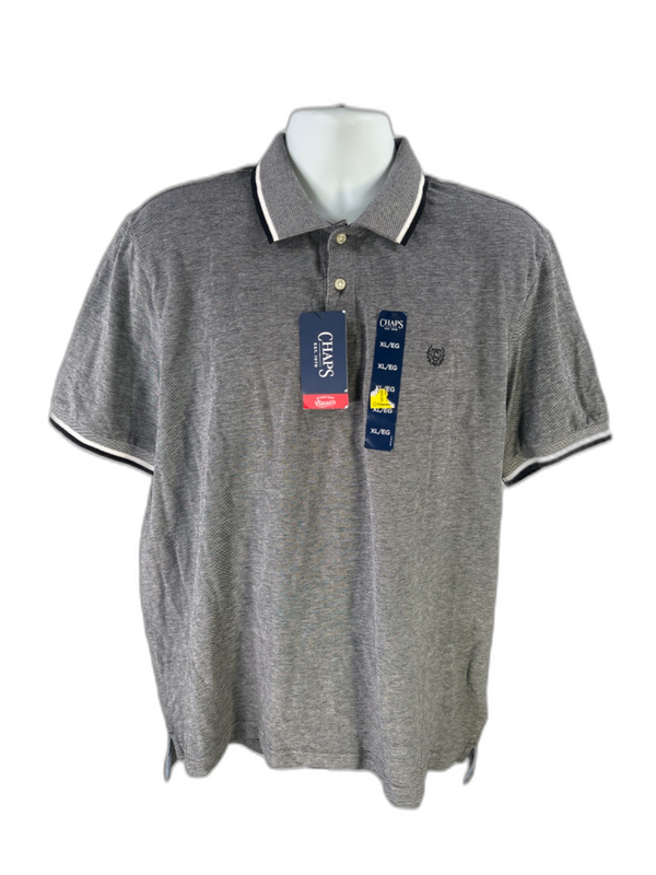 Chaps Men's Black/White Birdseye Short Sleeve Polo Shirt - XL