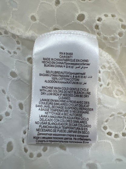 BCBGMaxazria Women's White Eyelet Sheer Long Sleeve Blouse - S image 4