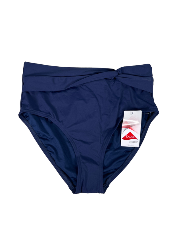 Lands End Women's Navy Blue High Rise Bikini Swim Bottoms - 10