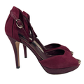 White House Black Market Women's Purple Suede Peep Toe Stietto Heels - 7.5