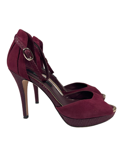 White House Black Market Women's Purple Suede Peep Toe Stietto Heels - 7.5