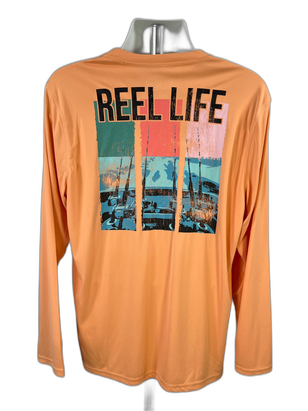 Reel Life Men's Orange Long Dleeve Fising Graphic Shirt - XL image 2