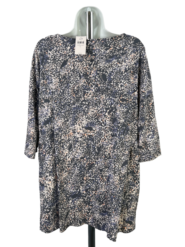 J. Jill Women's Multi-Color Shadow Water Boat Neck 3/4 Sleeve Tunic Top - L image 2