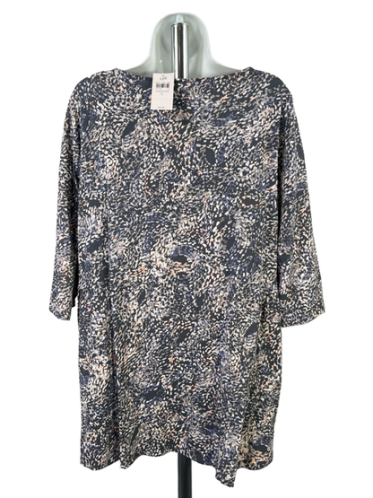 J. Jill Women's Multi-Color Shadow Water Boat Neck 3/4 Sleeve Tunic Top - L image 2