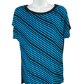 Ellen Tracy Women's Black/White Striped Dolman Cap Sleeve T-Shirt - M