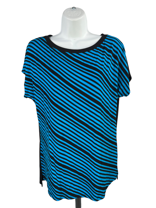 Ellen Tracy Women's Black/White Striped Dolman Cap Sleeve T-Shirt - M