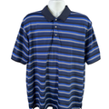 PGA Tour Men's Blue/Black Striped Airflux Short Sleeve Golf Polo Shirt - XXL