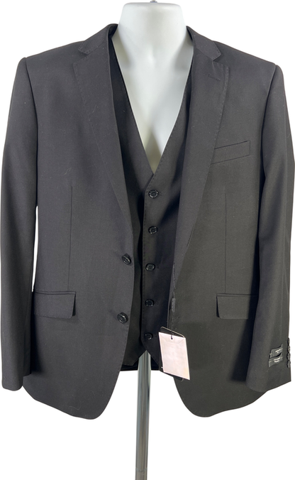 Statement Italy Men’s Black Suit Jacket and Vest - 40R W/ Pants 40x34 Set image 2