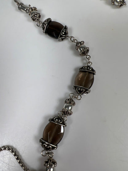 Brighton Night Mist Smoky Quartz Silver Plated  21" Necklace W/ Tin Box image 4