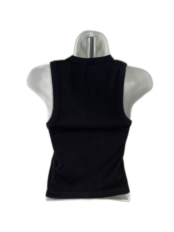 Old Navy Women's Black Ribbed High Neck Seamless Cropped Tank Top - L image 2