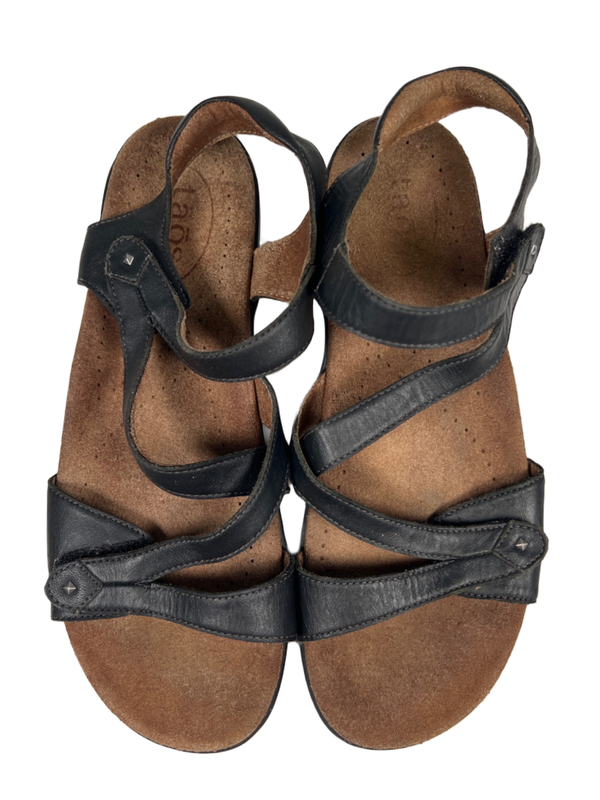 Taos Women's Black Leather Big Time Strappy Sandals - 9 image 3