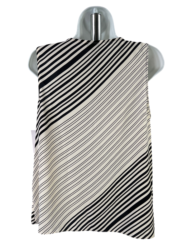 Nine West Women's Ivory/Black Striped Sleeveless V-Neck Tank Top - M image 2