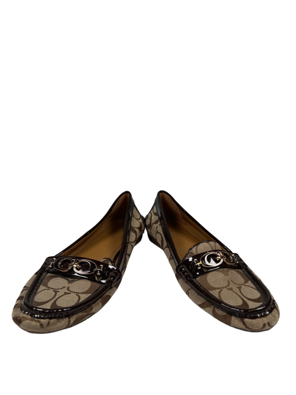 Coach Women's Brown Fortunata Patent Leather Logo Slip On Loafers - 38.5/US 8.5 image 6