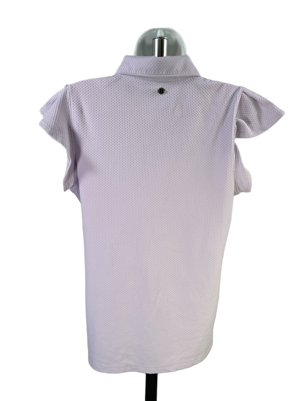 Calia Women's Purple Textured Short Flutter Sleeve Athletic Polo Shirt - L image 2