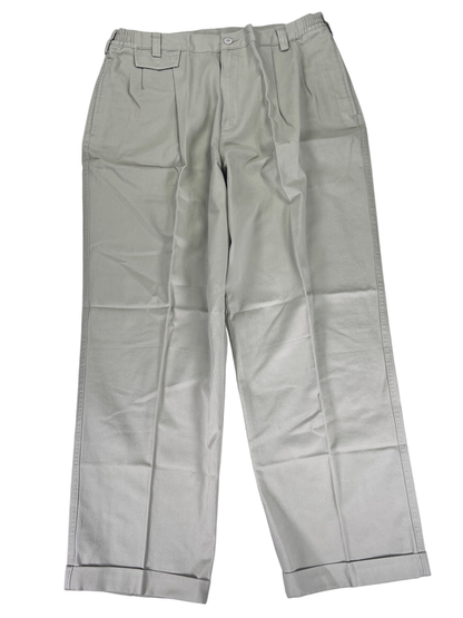 Lands End Men's Sandstone/Beige Cuffed Leg Pleated Dress Pants - 36x29