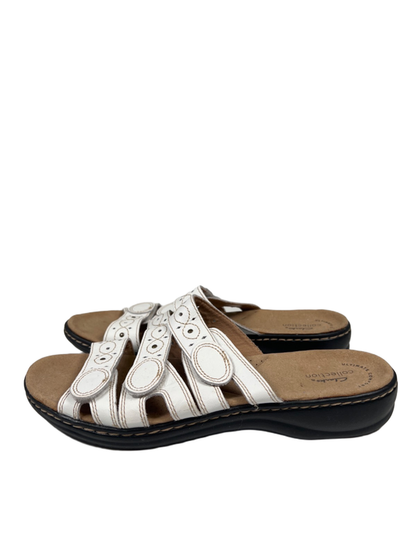 Clarks Collection Women's White Leisa Cacti Strappy Hook-And-Loop Sandals - 9 image 5
