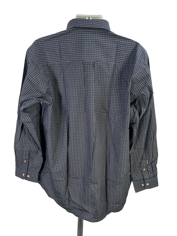 Antigua Men's Navy Blue/White Grid Long Sleeve Button Up Shirt - XL image 2