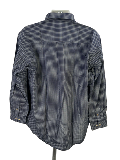 Antigua Men's Navy Blue/White Grid Long Sleeve Button Up Shirt - XL image 2