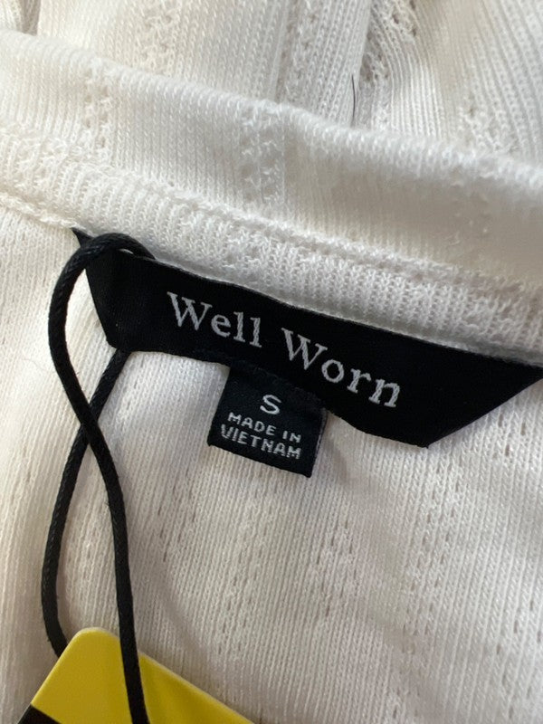 Well Worn Women's White Pointelle Crewneck Long Sleeve Shirt - S image 3