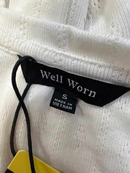 Well Worn Women's White Pointelle Crewneck Long Sleeve Shirt - S image 3