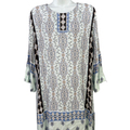 J.Jill Women's Light Blue Paisley Lightweight 3/4 Sleeve Blouse - XL Petite
