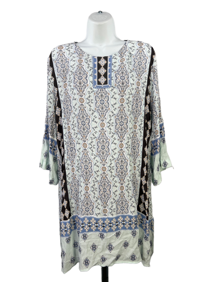 J.Jill Women's Light Blue Paisley Lightweight 3/4 Sleeve Blouse - XL Petite