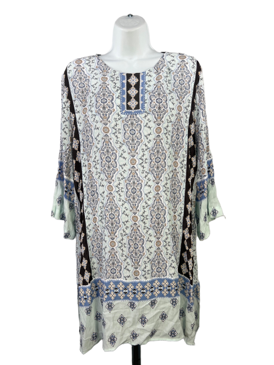 J.Jill Women's Light Blue Paisley Lightweight 3/4 Sleeve Blouse - XL Petite