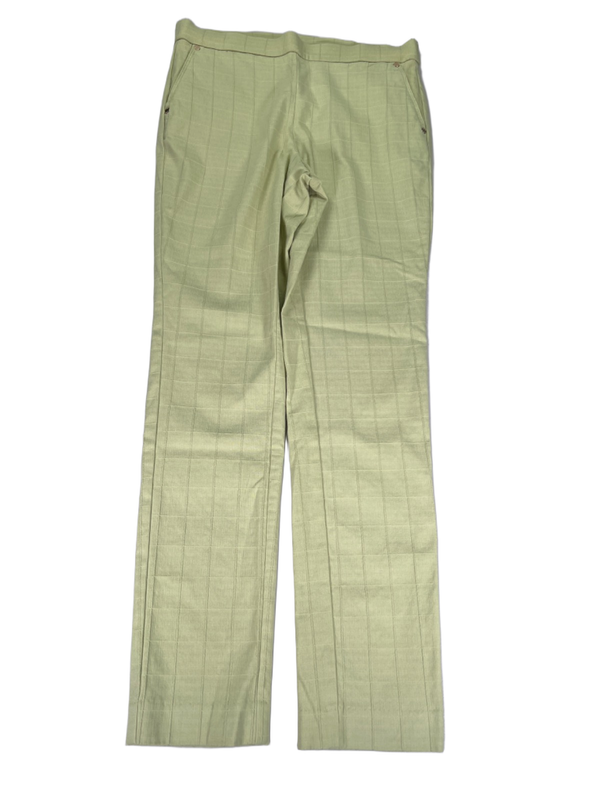 Anne Klein Women's Green Grid Texture Pull On Stretch Waist Pants - S