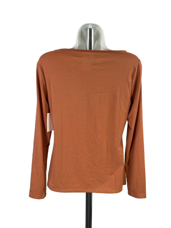 Nine West Women's Orange Cut Out Long Sleeve Shirt - M image 2