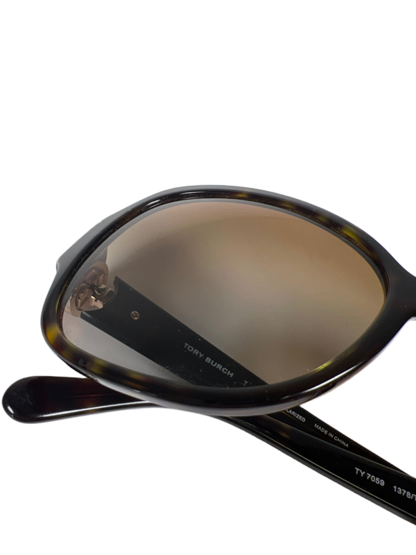 Tory Burch Women's Black Tortoise Frame Gold Logo Sunglasses W/ Case image 9