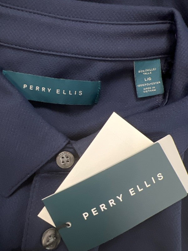 Perry Ellis Men's Navy Blue Short Sleeve Golf Polo Shirt - L image 3