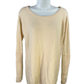 Athleta Women's Beige/Ivory Merino Wool Nopa Long Sleeve Hi-Low Sweater - S