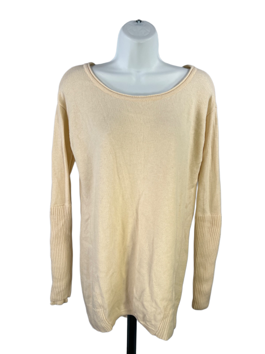 Athleta Women's Beige/Ivory Merino Wool Nopa Long Sleeve Hi-Low Sweater - S