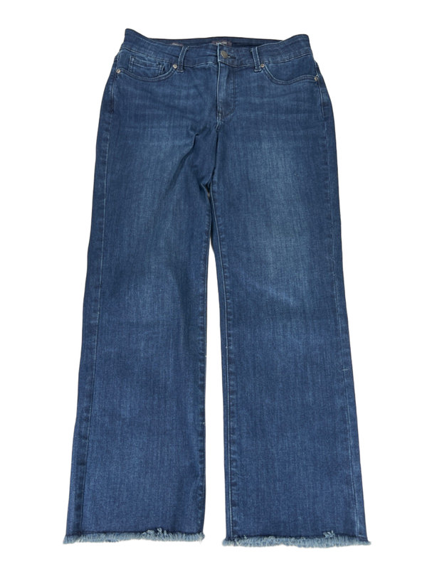 NYDJ Women's Dark Wash Marilyn Straight Cool Embrace Distressed Denim Jeans - 8