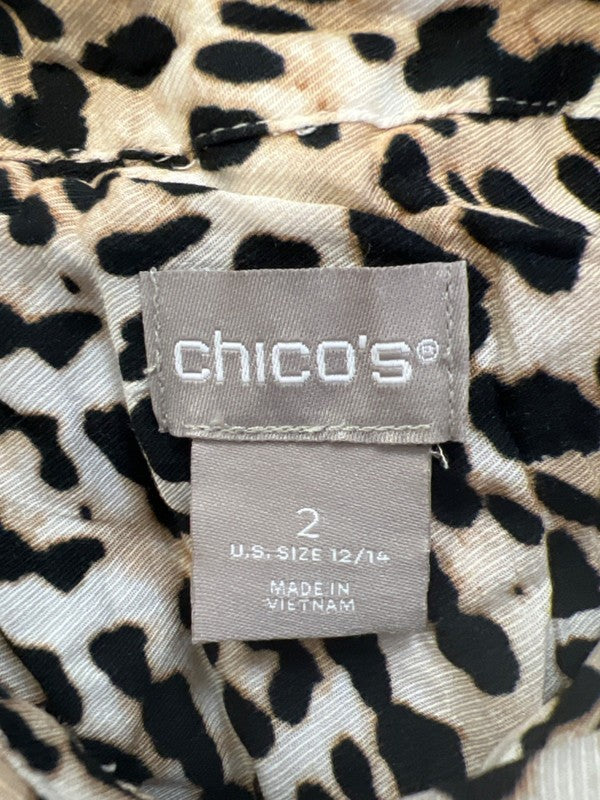Chico's Women's Black/Beige Leopard Long Sleeve Button Up Shirt - 2/US 12-14 image 3