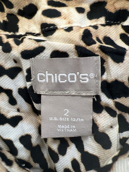 Chico's Women's Black/Beige Leopard Long Sleeve Button Up Shirt - 2/US 12-14 image 3
